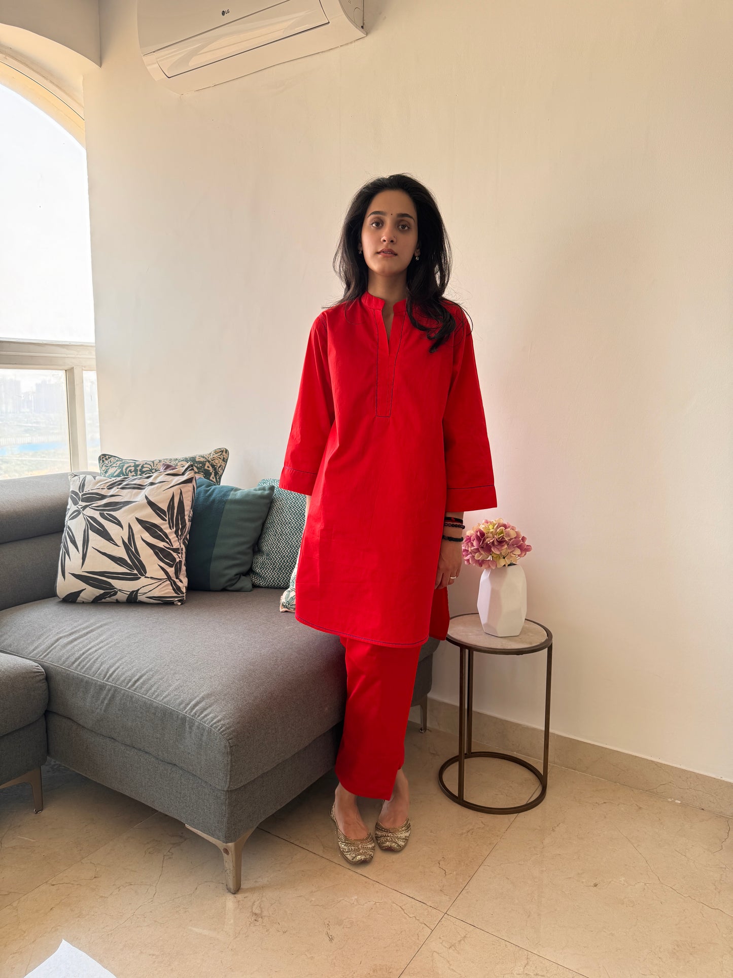 Poplin Co-ord Set - Red