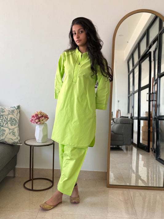 Poplin Co-ord Set - Limchu Green