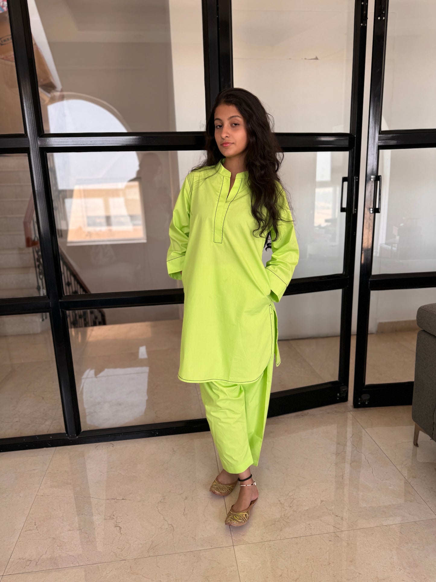 Poplin Co-ord Set - Limchu Green