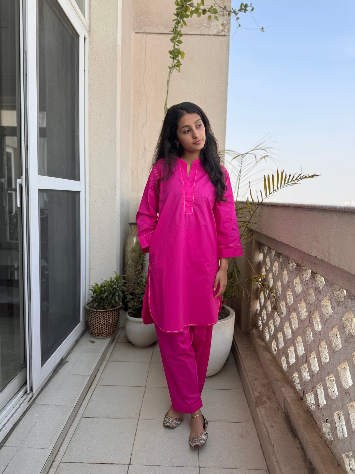 Poplin Co-ord Set - fushia